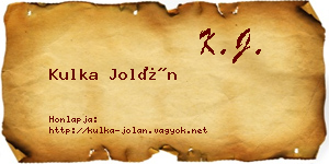 Kulka Jolán névjegykártya